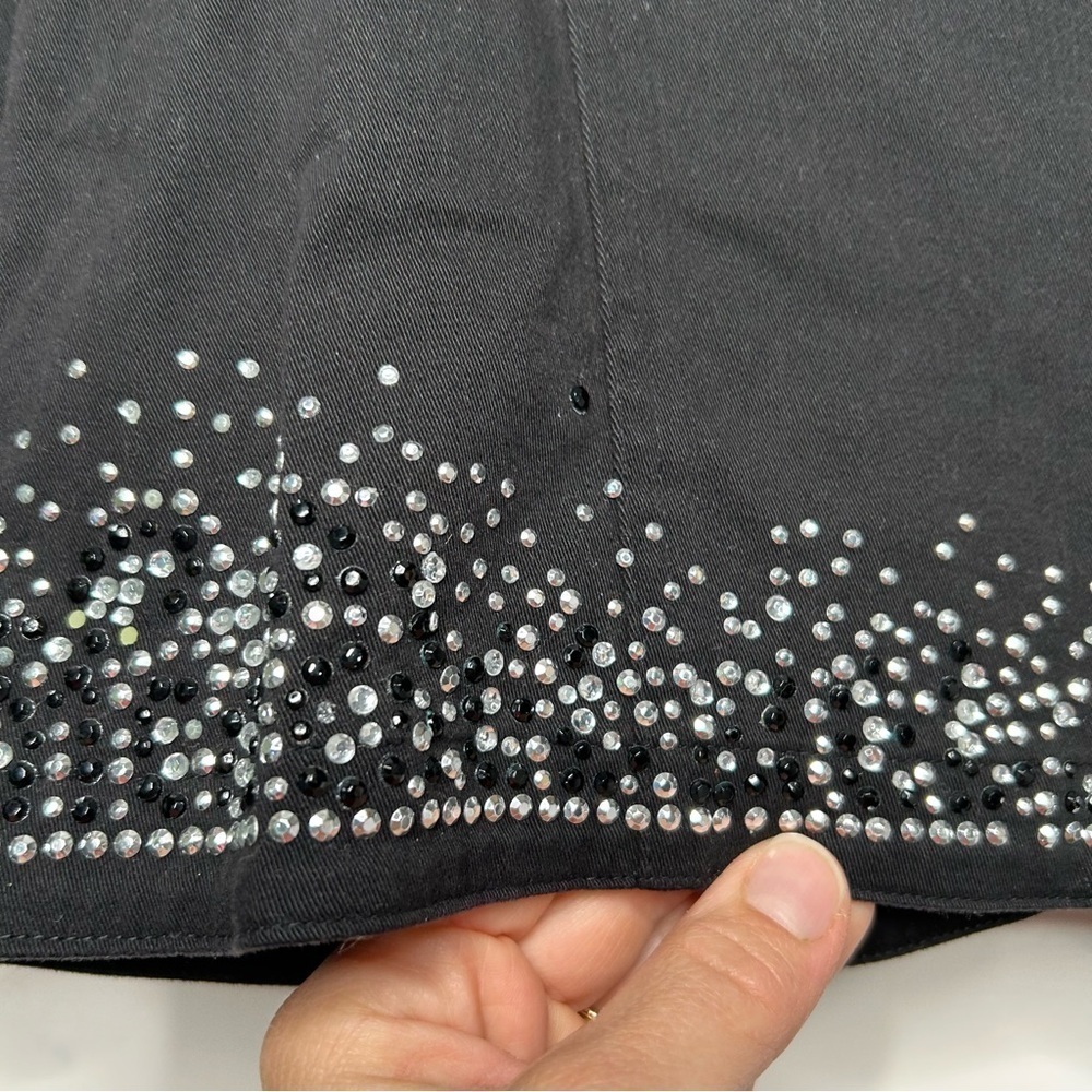 Quaker Factory Womens Rhinestone Bling Jean Jacket Size XS Black - Picture 4 of 7